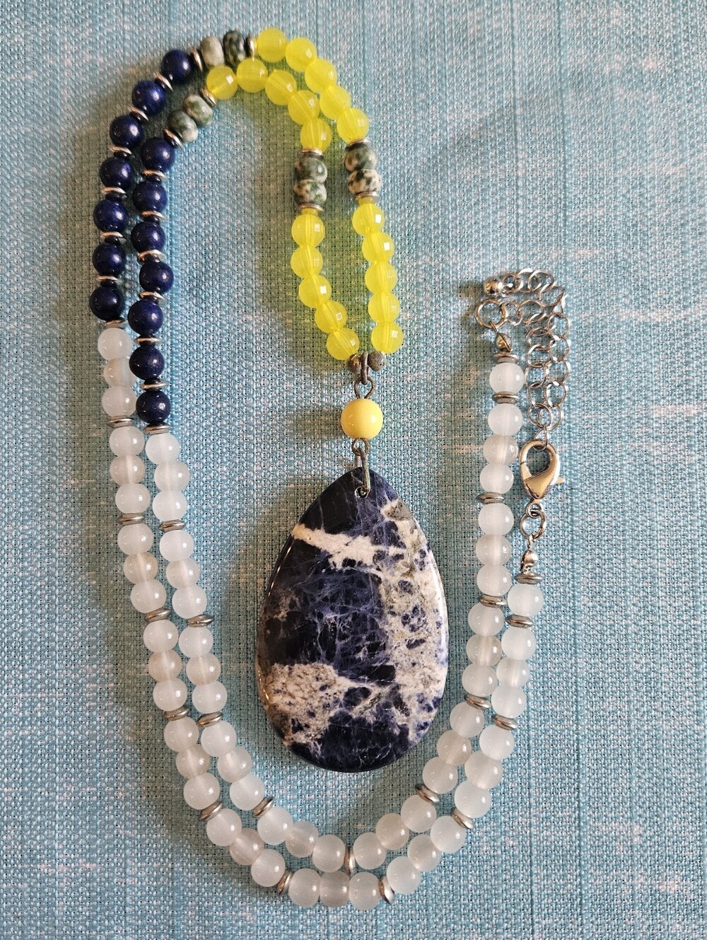 Sodalite Long Gemstone Beaded 30" Adjustable Necklace